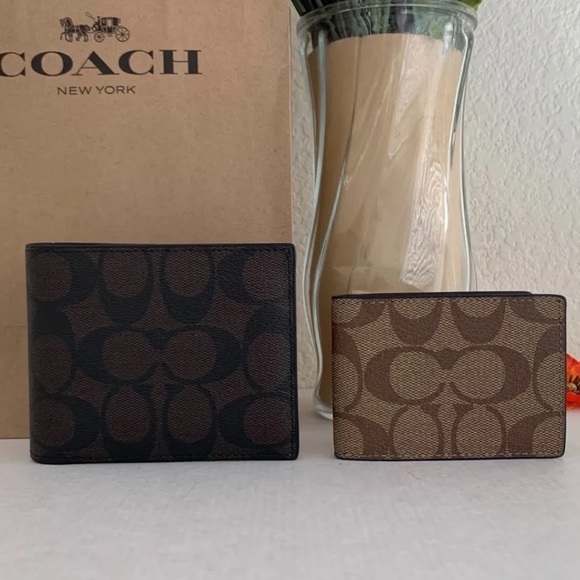 COACH 3 IN 1 WALLET IN BLOCKED SIGNATURE CANVAS - Picture 1 of 5